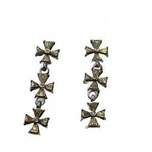 NEW KONSTANTINO women's sterling 18kdiamond earrings in gold/silver
